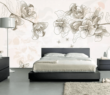 3D Sketch Butterfly Flower 1190 Wallpaper AJ Wallpaper 2 