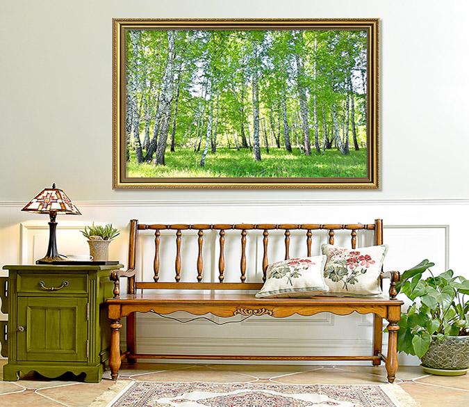 3D Shade Trees 008 Fake Framed Print Painting Wallpaper AJ Creativity Home 