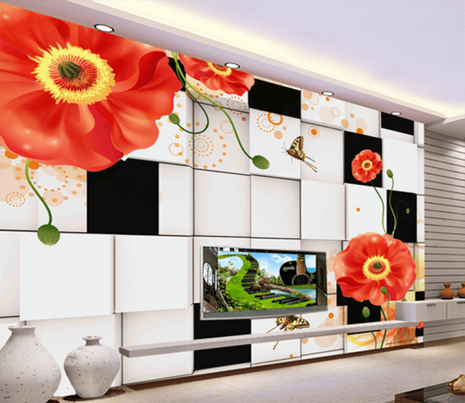 3D Safflower Butterfly 386 Wallpaper AJ Wallpaper 