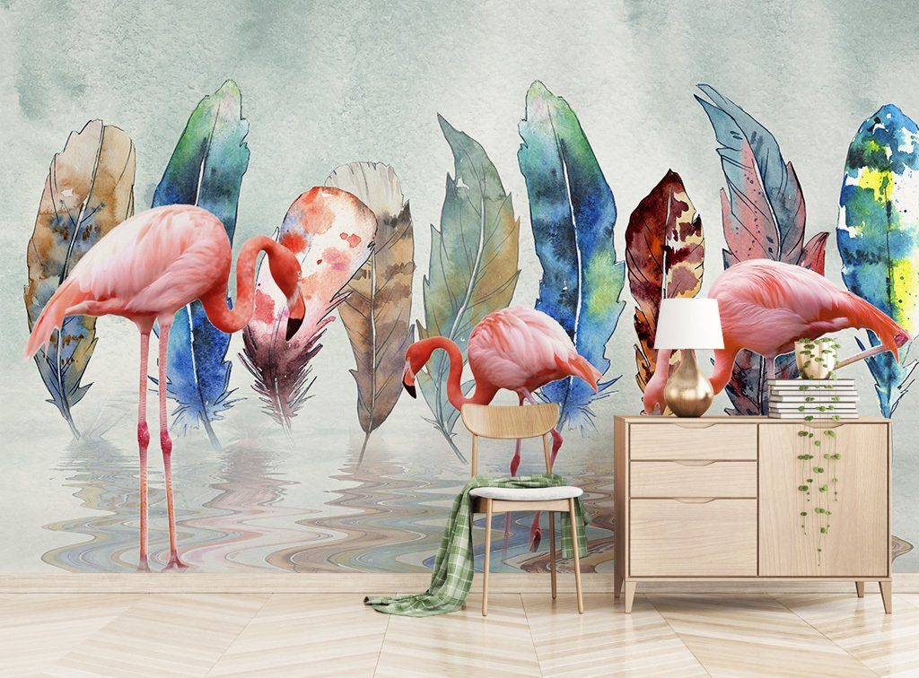 3D Flamingo 321 Wall Murals Wallpaper AJ Wallpaper 2 
