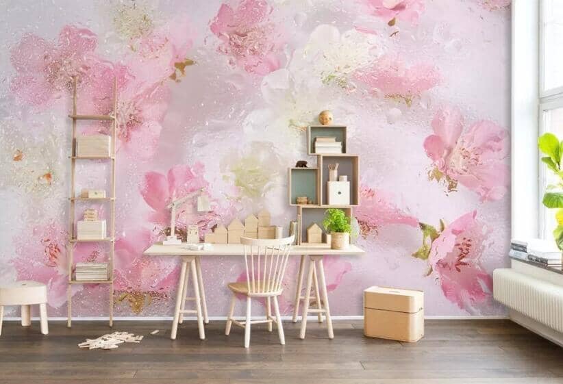 3D Pink Flowers WC102 Wall Murals Wallpaper AJ Wallpaper 2 