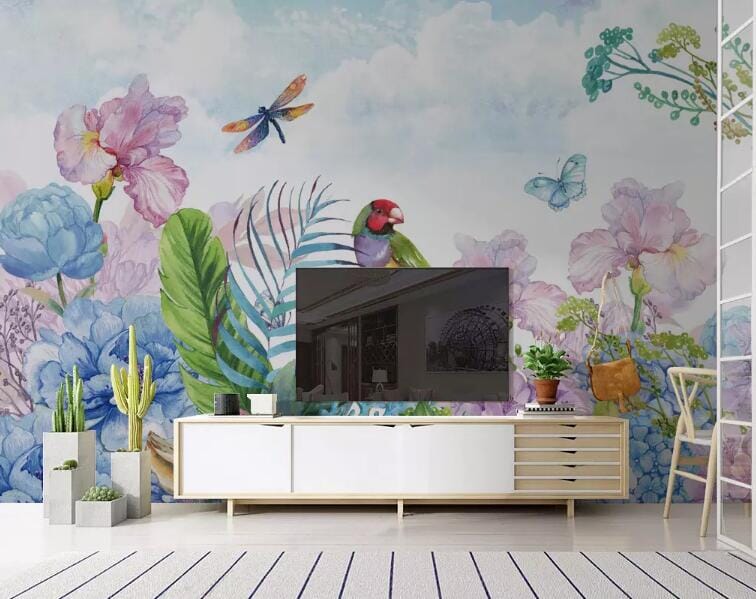 3D Flower Dragonfly 1653 Wall Murals Wallpaper AJ Wallpaper 2 