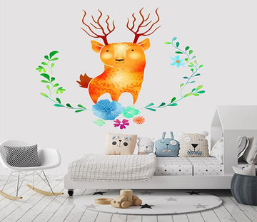 3D Cartoon Deer 066 Wall Stickers Wallpaper AJ Wallpaper 
