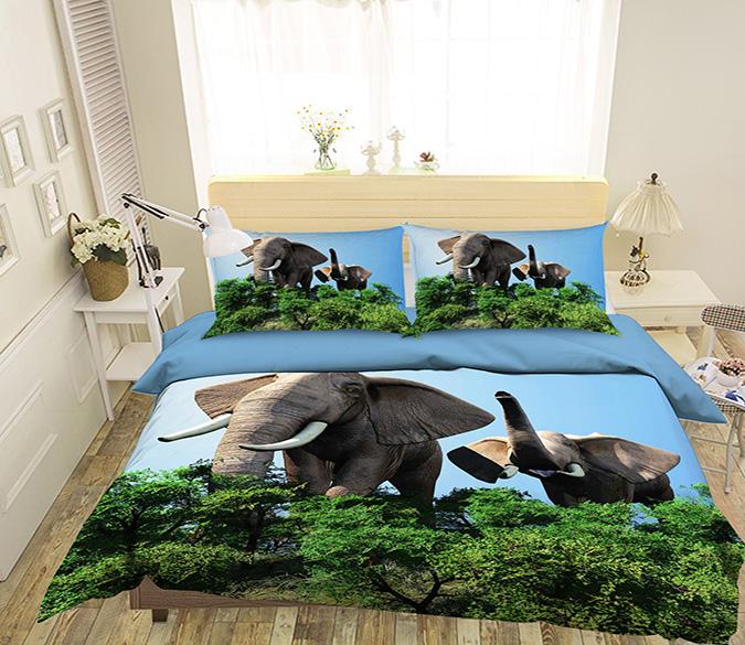 3D Elephant Mountain 003 Bed Pillowcases Quilt Wallpaper AJ Wallpaper 