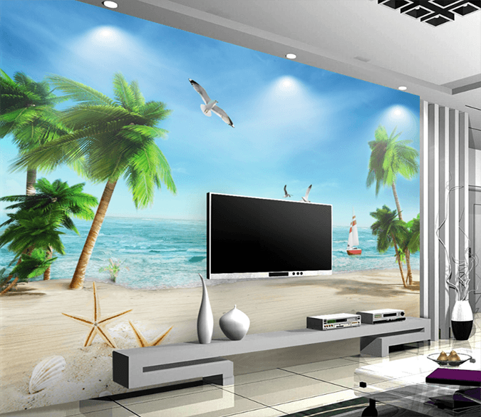 3D Beach Boat 563 Wallpaper AJ Wallpaper 