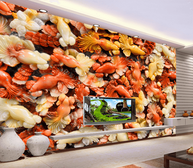 3D Jade Fish 357 Wallpaper AJ Wallpaper 