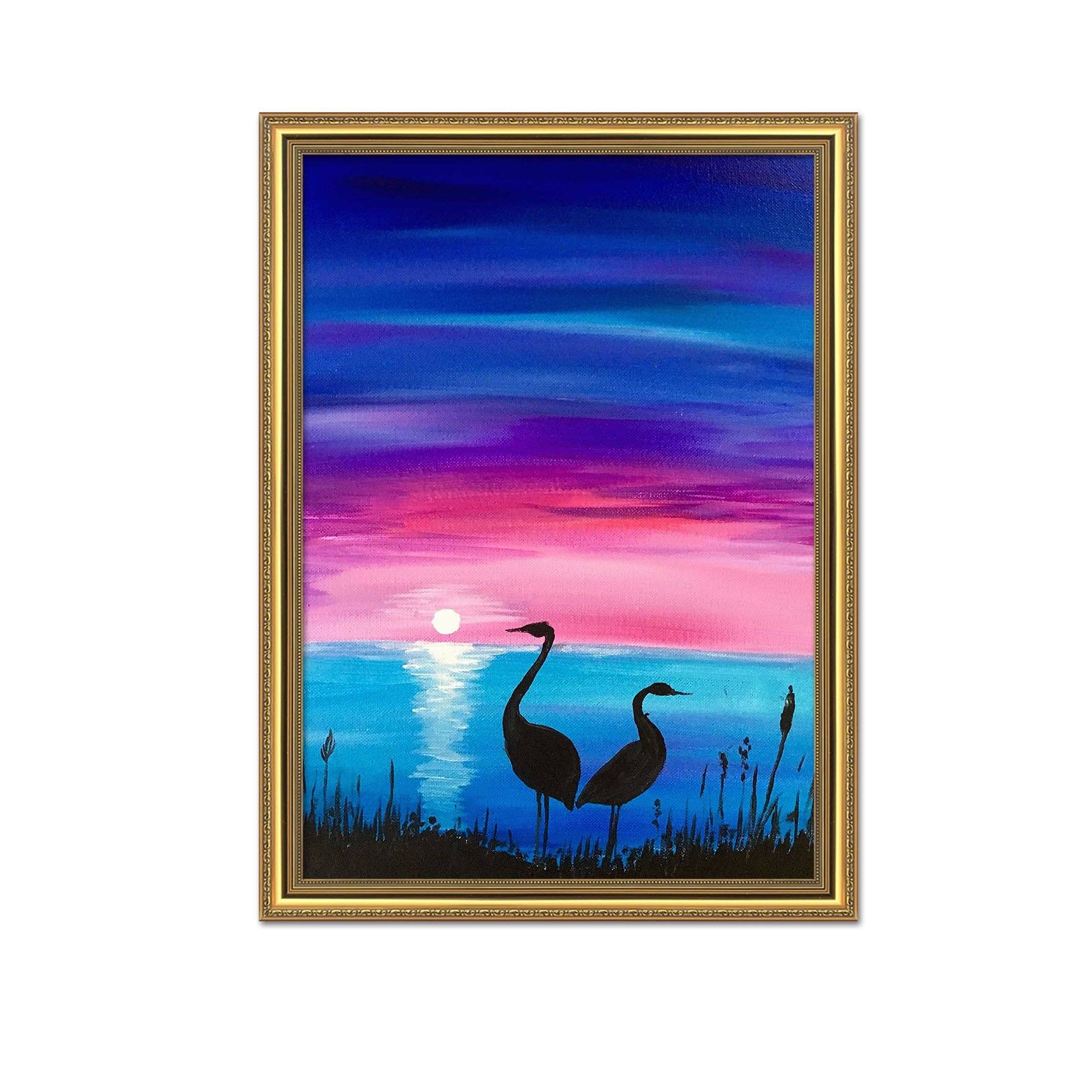 3D Moonlight Swan 100 Fake Framed Print Painting Wallpaper AJ Creativity Home 