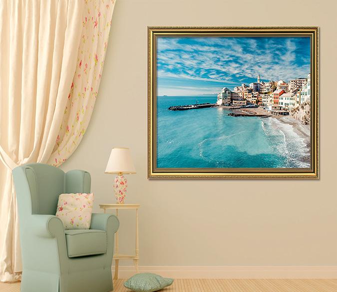 3D Seaside Town 076 Fake Framed Print Painting Wallpaper AJ Creativity Home 
