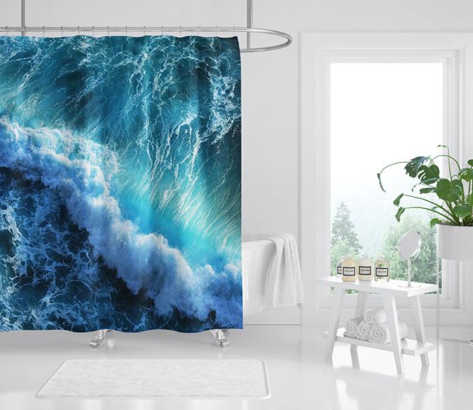 3D Raging Waves 060 Shower Curtain 3D Shower Curtain AJ Creativity Home 