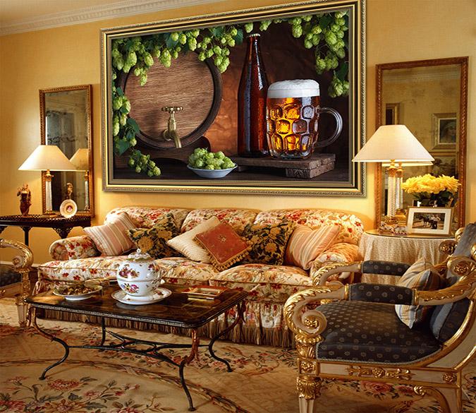 3D Big Beer 116 Fake Framed Print Painting Wallpaper AJ Creativity Home 