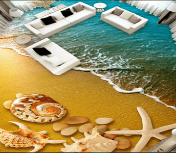 3D Gold Beach 351 Floor Mural Wallpaper AJ Wallpaper 2 