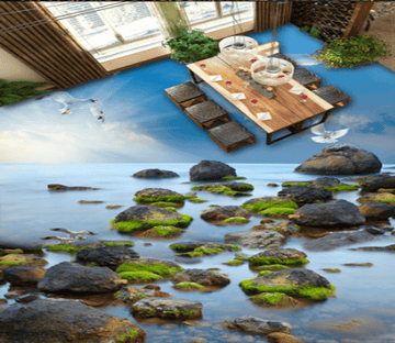 3D Seaside Stones 374 Floor Mural Wallpaper AJ Wallpaper 2 