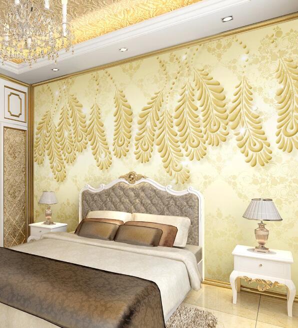 3D Golden Leaves 1141 Wall Murals Wallpaper AJ Wallpaper 2 