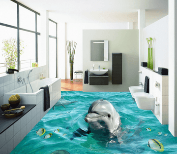 3D Soft Dolphins 111 Floor Mural Wallpaper AJ Wallpaper 2 