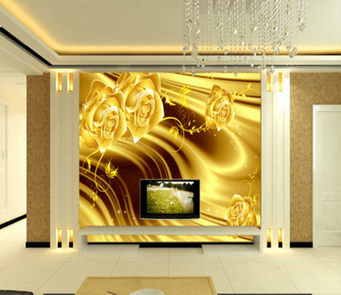 3D Golden Rose 011 Wallpaper AJ Wallpaper 