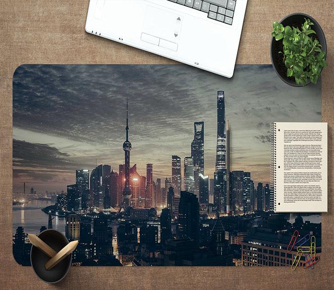 3D Night Building 138 Desk Mat Mat AJ Creativity Home 