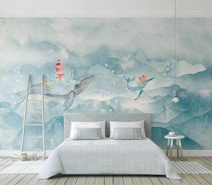 3D Flower Dolphin WC205 Wall Murals Wallpaper AJ Wallpaper 2 