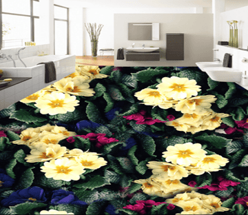 3D Blooming Yellow Flowert 053 Floor Mural Wallpaper AJ Wallpaper 2 