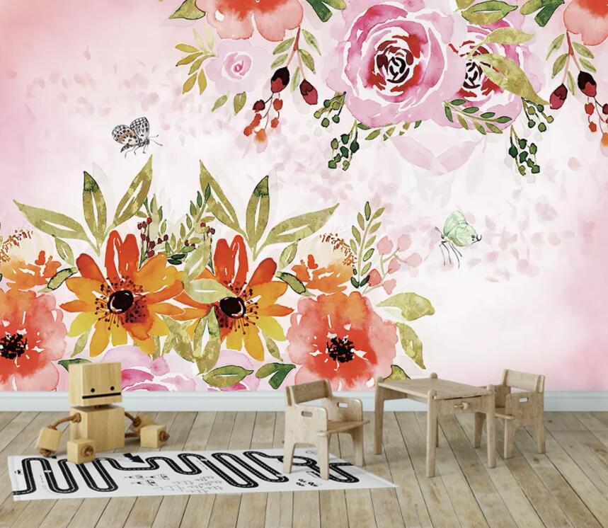 3D Orange Flower WC2159 Wall Murals