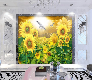 3D Sunflower Flower Sea 1299 Wallpaper AJ Wallpaper 2 