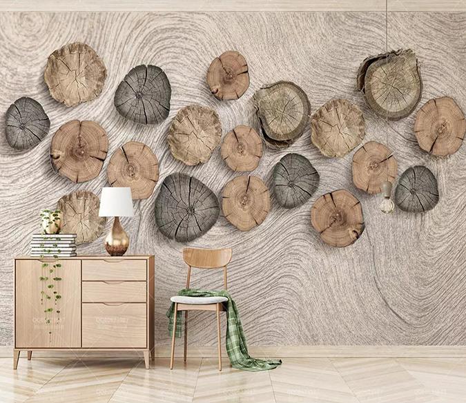 3D Wood Round 080 Wallpaper AJ Wallpaper 