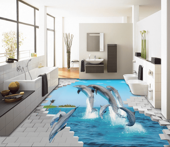 3D Lively Dolphins 108 Floor Mural Wallpaper AJ Wallpaper 2 