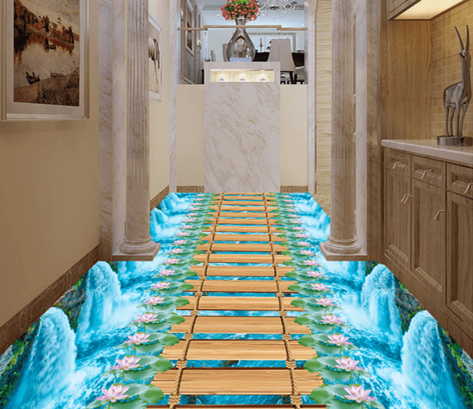 3D Wooden Bridge 171 Floor Mural Wallpaper AJ Wallpaper 2 