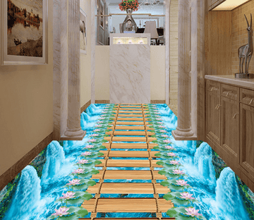 3D Wooden Bridge 171 Floor Mural Wallpaper AJ Wallpaper 2 