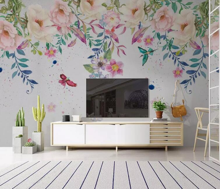 3D Flowers And Leaves 1446 Wall Murals Wallpaper AJ Wallpaper 2 