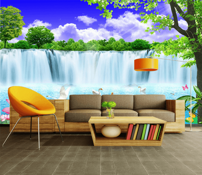 3D Lotus Swan 464 Wallpaper AJ Wallpaper 