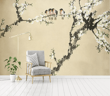 3D White Flower Bird 1507 Wallpaper AJ Wallpaper 2 