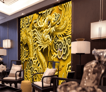 3D Gold Dragon Bending 956 Wallpaper AJ Wallpaper 2 