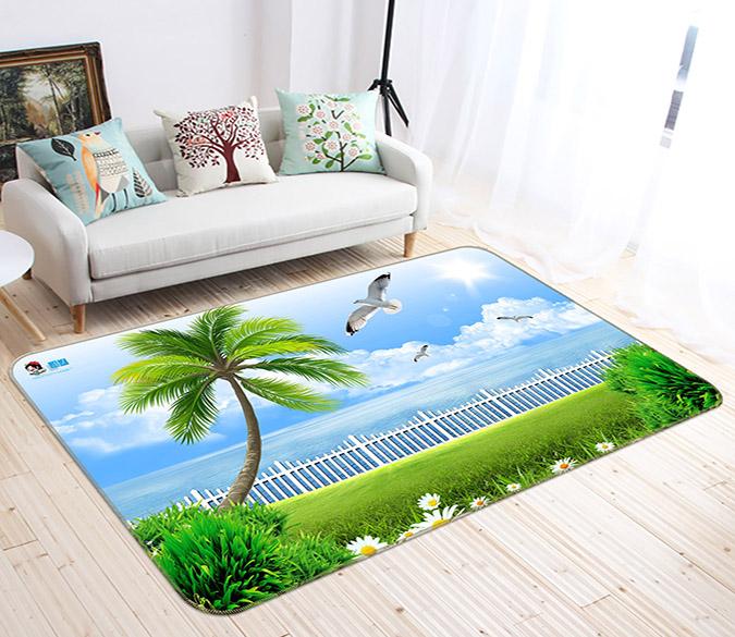 3D Chrysanthemum Seagull 747 Non Slip Rug Mat Mat AJ Creativity Home 