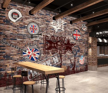 3D Brick Wall Guitar 999 Wallpaper AJ Wallpaper 2 