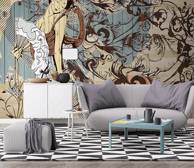 3D Painting Woman Fan 334 Wallpaper AJ Wallpaper 2 