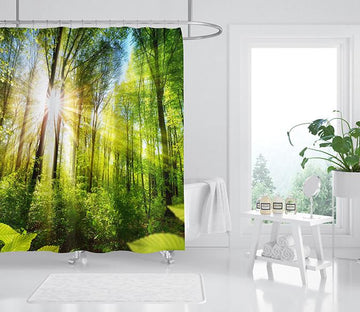 3D Dazzling Sunshine Forest 109 Shower Curtain 3D Shower Curtain AJ Creativity Home 