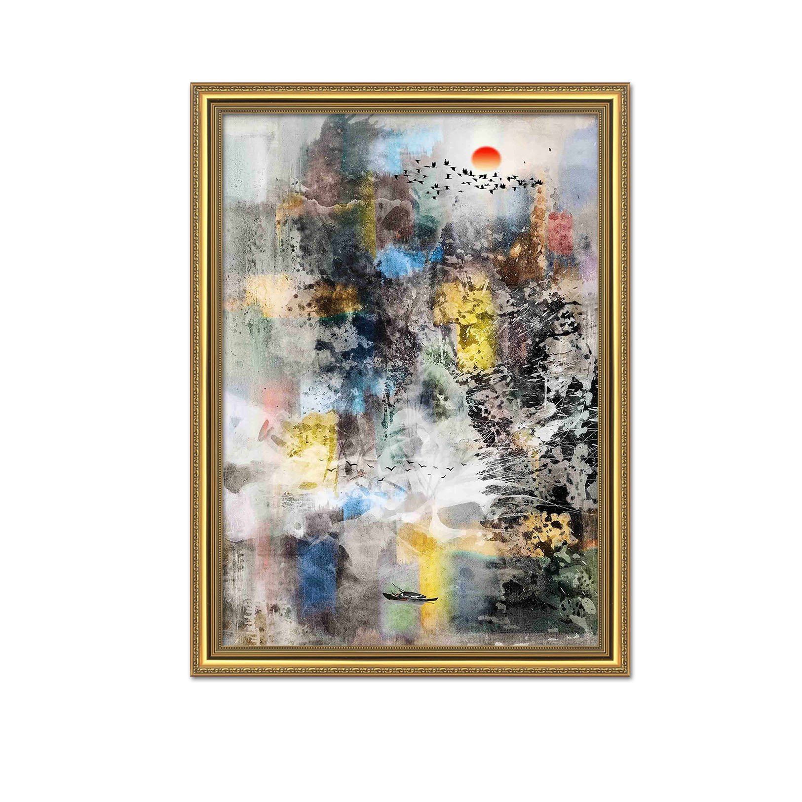 3D Ink Landscape 077 Fake Framed Print Painting Wallpaper AJ Creativity Home 