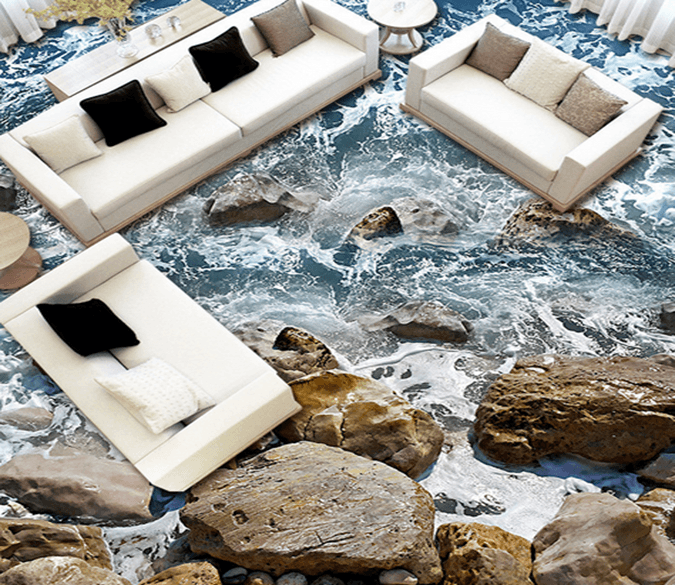 3D Seaside Storm 230 Floor Mural Wallpaper AJ Wallpaper 2 