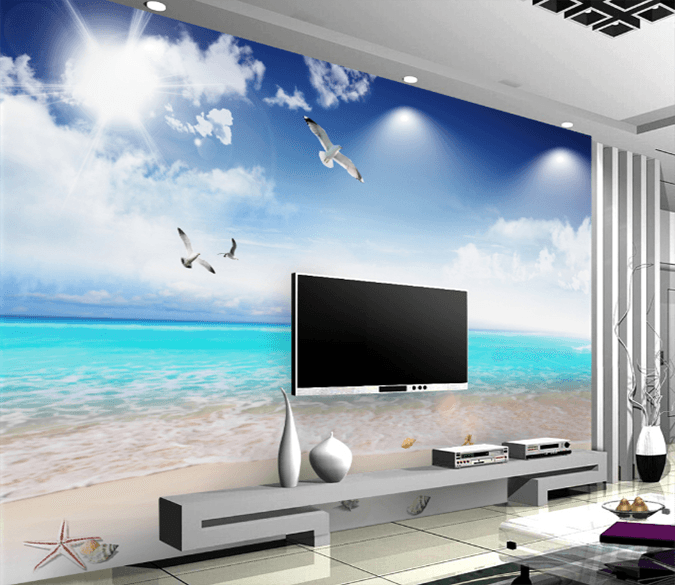 3D Sand Seagull 458 Wallpaper AJ Wallpaper 