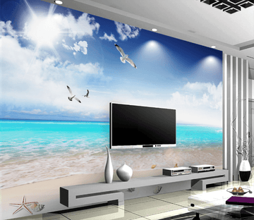 3D Sand Seagull 458 Wallpaper AJ Wallpaper 