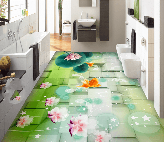3D Fish Playing 120 Floor Mural Wallpaper AJ Wallpaper 2 