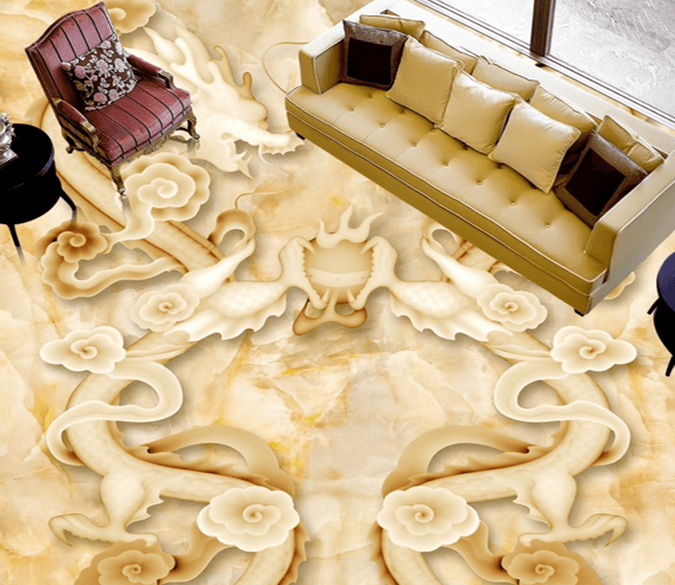 3D Double Dragon 099 Floor Mural Wallpaper AJ Wallpaper 2 
