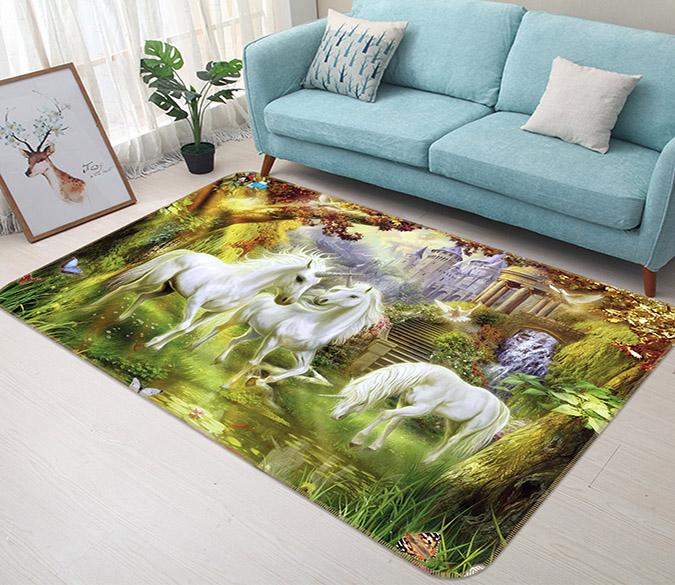 3D Forest Unicorn 204 Non Slip Rug Mat Mat AJ Creativity Home 