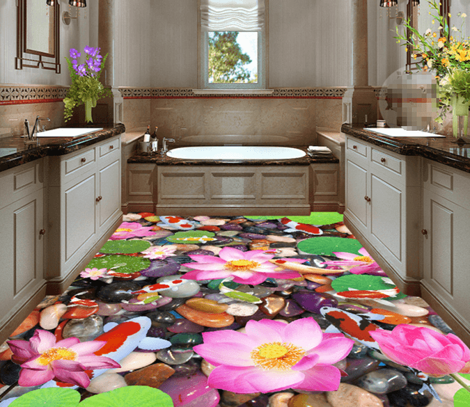 3D Lotus 193 Floor Mural Wallpaper AJ Wallpaper 2 