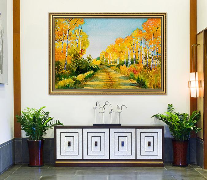 3D Country Road 167 Fake Framed Print Painting Wallpaper AJ Creativity Home 