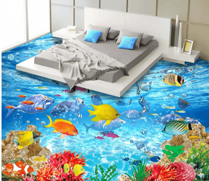 3D Fish Swimming 236 Floor Mural Wallpaper AJ Wallpaper 2 