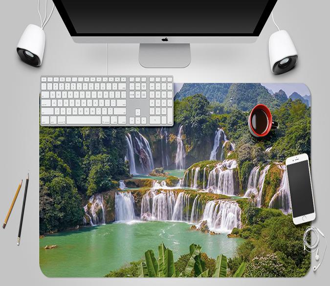 3D Forest Falls 094 Desk Mat Mat AJ Creativity Home 