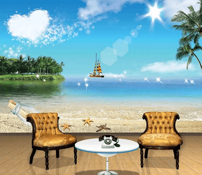 3D Beach Drift Bottle Starfish 803 Wallpaper AJ Wallpaper 2 