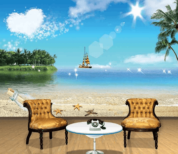 3D Beach Drift Bottle Starfish 803 Wallpaper AJ Wallpaper 2 