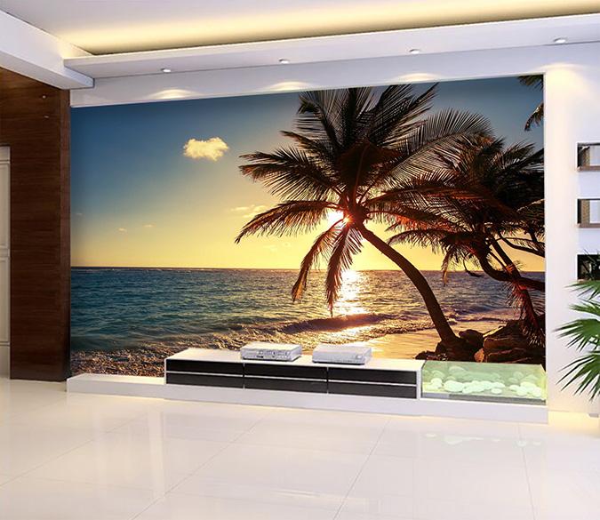 3D Coconut Sunset 770 Wallpaper AJ Wallpaper 